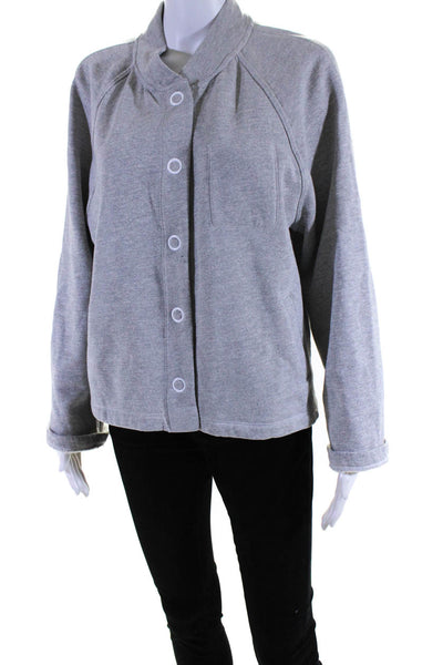 Current/Elliott Womens Cotton Long Sleeve Snap Up Jacket Heather Gray Size 3