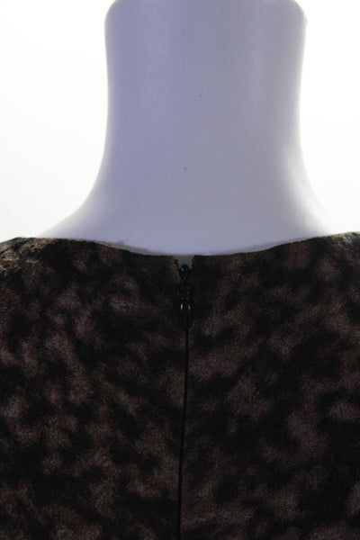 J. Mendel Womens Animal Print Short Sleeves A Line Dress Brown Black Size 8