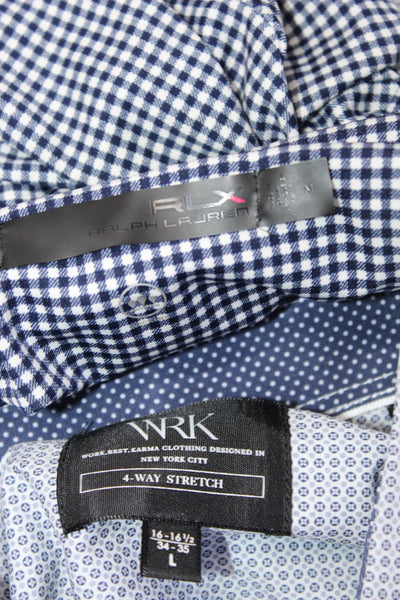 RLX Ralph Lauren WRK Mens Checkered Short Sleeve Polo Shirt Blue Size M L Lot 2
