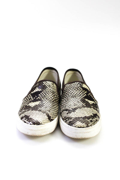 Lauren Ralph Lauren Womens Jinny Faux Snakeskin Slip On Sneakers Brown Size 7.5