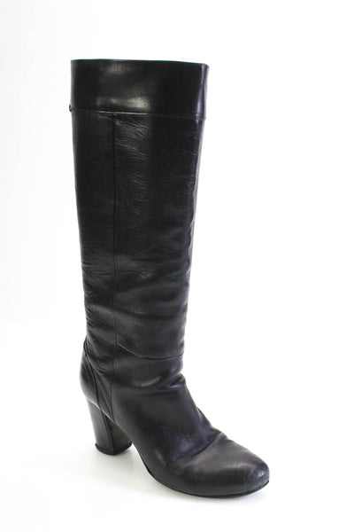 Hugo Hugo Boss Womens Leather Cuban Heel Knee High Boots Black Size 8US 38EU