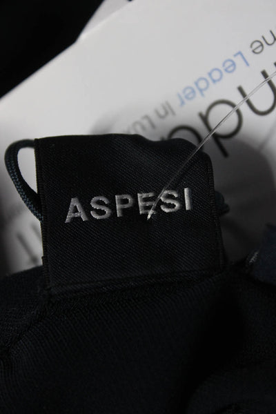 Aspesi Womens Tie Back Cowl Neck Long Sleeve Shift Dress Black Size EU 40