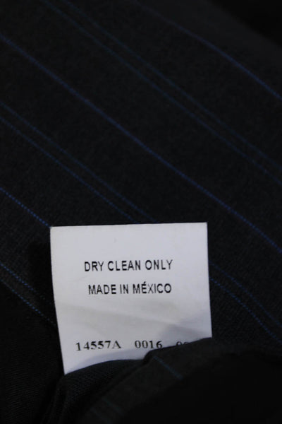 Ermenegildo Zegna Mens Gray Striped Wool Three Button Long Sleeve Blazer Size40R
