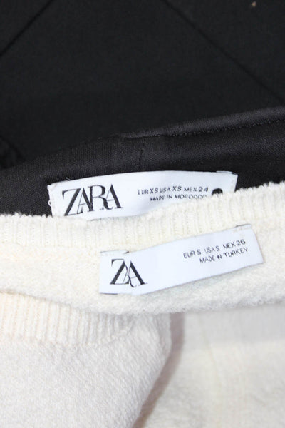 Zara Womens Cropped Sweater Top Dress White Size XS S Lot 2