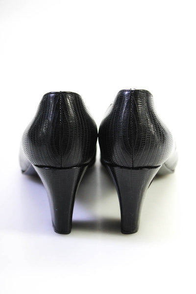 Robert Clergerie Womens Animal Print Block Heels Round Toe Pumps Black Size 8.5
