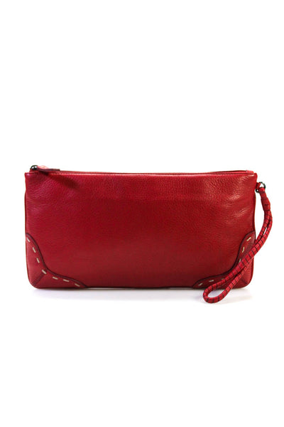 Sigrid Olsen Womens Genuine Leather Zip Closure Wristlet Red Large