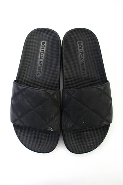 Bottega Veneta Womens Intrecciato Quilted Slide On Pool Sandals Black Size 38 8