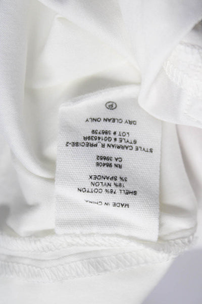 Theory Womens Back Zip Short Sleeve Crew Neck Shirt White Cotton Size Large