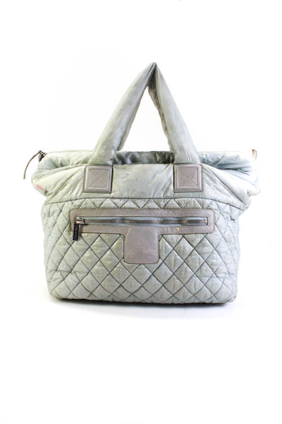 Chanel Women's Quilted Puffer Coco Cocoon Tote Bag Sea Foam Green Size L