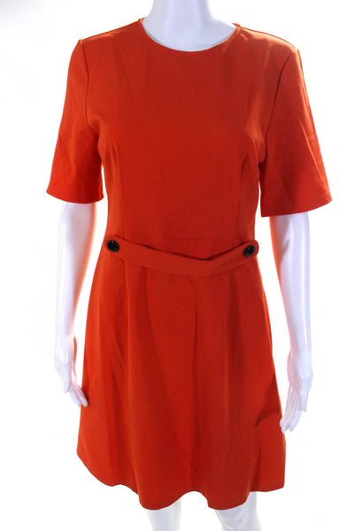 Anette Womens Darted Buttoned Pleated Back Zipped Maxi Dress Orange Size 6