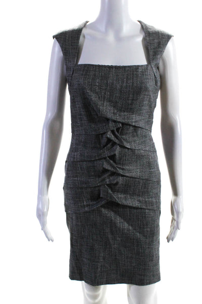 Nicole Miller Women's Square Neck Sleeveless Cinch Midi Dress Gray Size 4