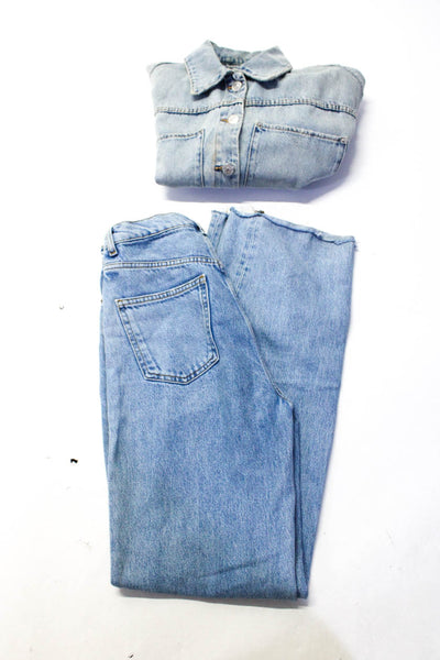 Zara Womens Cotton Denim Jean Jacket Straight Leg Jeans Blue Size S 2 Lot 2