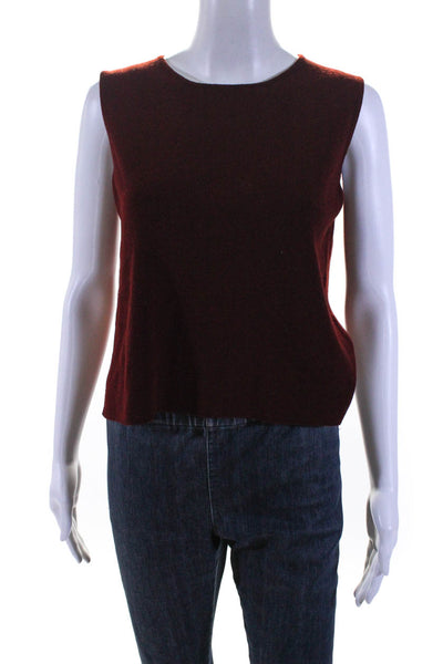 Eileen Fisher Womens 100% Wool Tight Knit Sleeveless Tank Top Blouse Red Size S