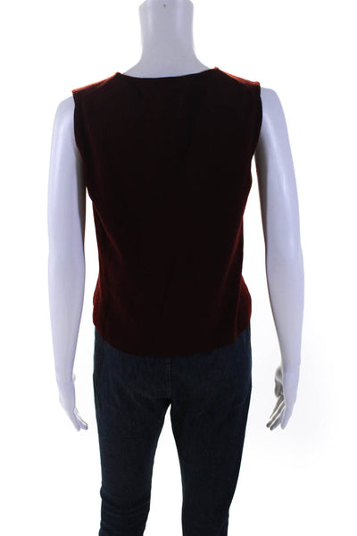 Eileen Fisher Womens 100% Wool Tight Knit Sleeveless Tank Top Blouse Red Size S