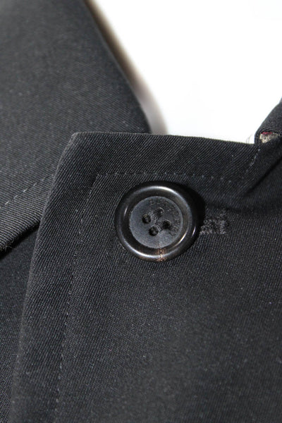 Burberry London Mens Button Front Notched Lapel Trench Coat Black Size XL