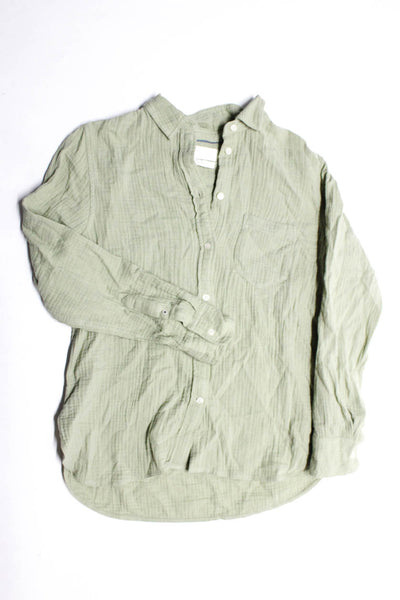 J Crew Roberta Freymann Womens Cotton Button Up Blouse Top Green Size S L Lot 2