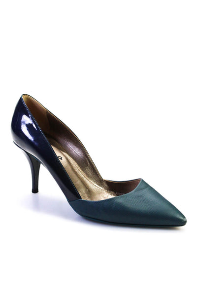 Lanvin Womens Leather Two Toned Pointed Toe Heels Pumps Blue Size 40 10