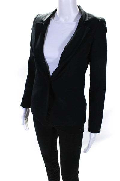 Drew Womens Notch Collar V-Neck Long Sleeve One Button Blazer Black Size XS