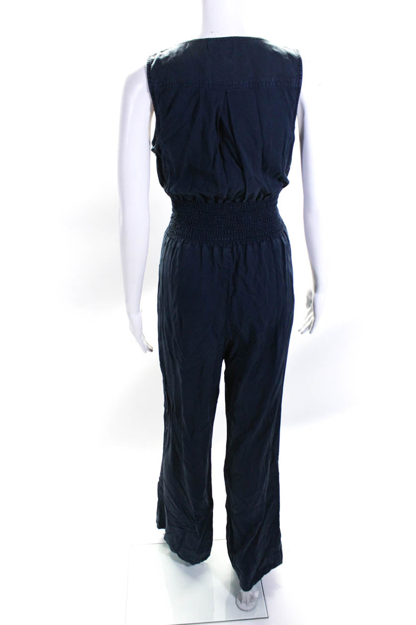 Bella Dahl Womens Belted V Neck Sleeveless Flare Jumpsuit One