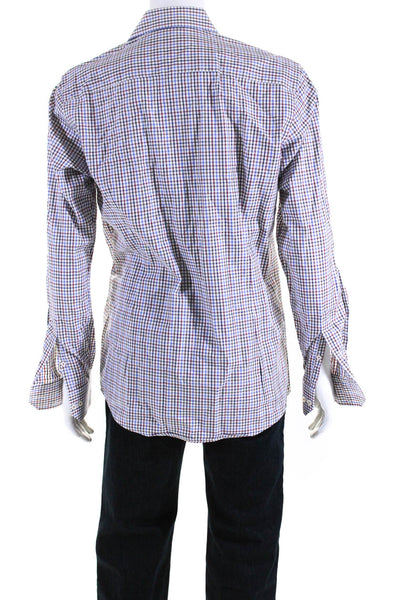 Eton Men's Collar Long Sleeves Button Down Shirt Plaid Size L