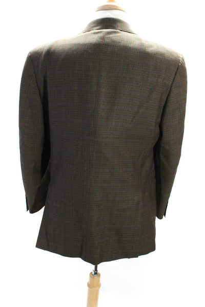 Canali Mens Pure Wool Long Sleeve Plaid Two Button Suit Jacket Brown Size 52
