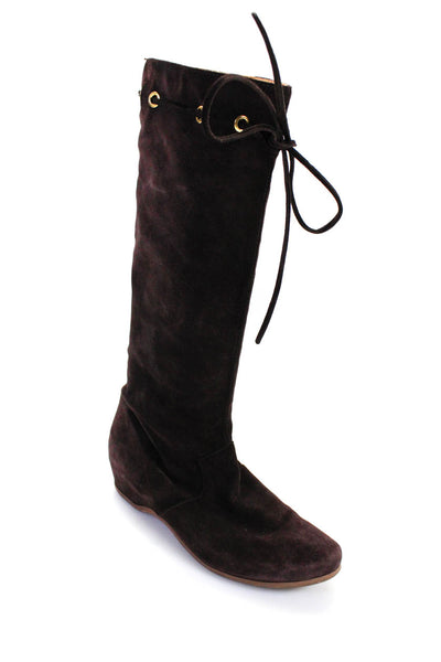 Bettye Muller Women's Round Toe Suede Mid Calf Boot Brown Size 9