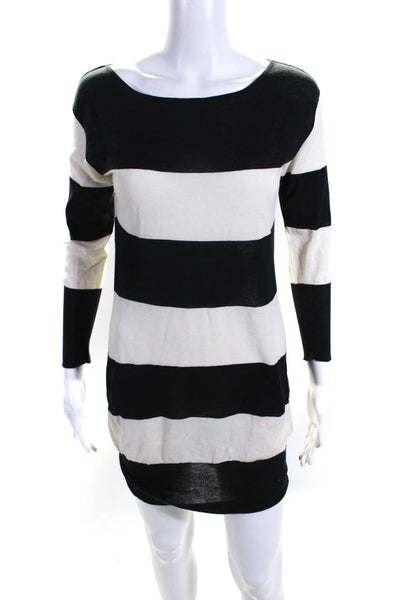 Charles Nolan Women's Striped Long Sleeve Shift Dress Black Size S