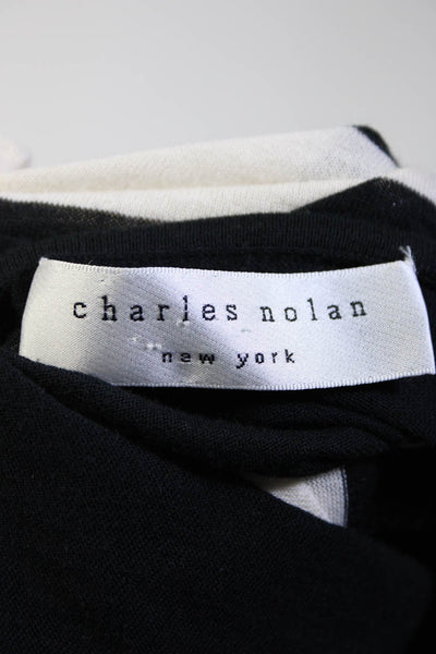 Charles Nolan Women's Striped Long Sleeve Shift Dress Black Size S