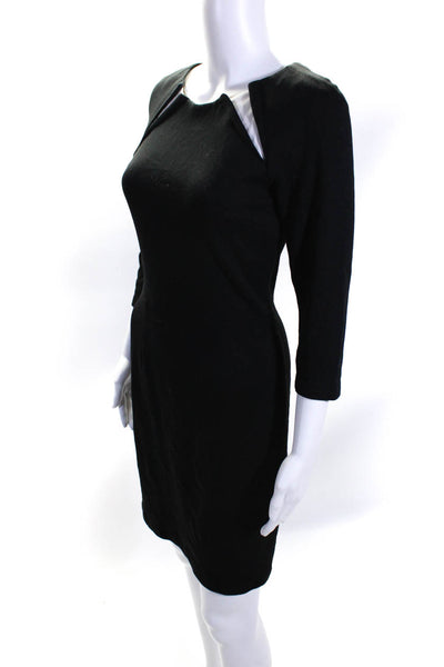 David Meister Women's Long Sleeve Knee Length Sheath Dress Black Size 2