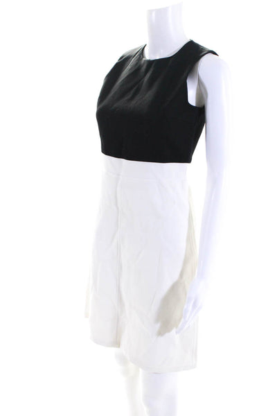 Theory Womens Colorblock Sleeveless Knee Length A-Line Dress White Black Size 2
