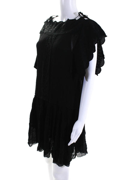 Etoile Isabel Marant Womens Embroidered Pleated Line Dress Black Size EUR 36