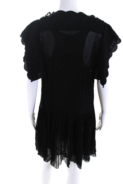 Etoile Isabel Marant Womens Embroidered Pleated Line Dress Black Size EUR 36