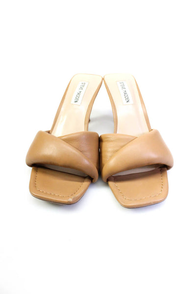 Steve Madden Womens Leather Open Toe Puffer Strap Thai Sandals Beige Size 8.5M