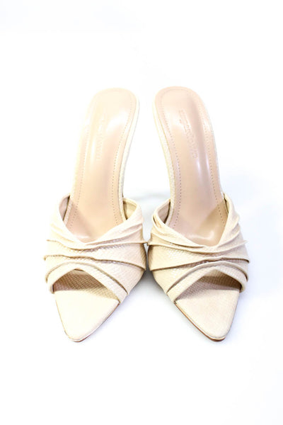 Superdown Womens Peep Toe Ruched Reptile Print Spool Slip On Heels Beige Size 8