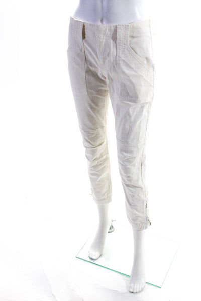 Frame Womens Cotton Darted Ruched Hem Hook & Eye Tapered Pants White Size EUR26