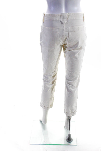 Frame Womens Cotton Darted Ruched Hem Hook & Eye Tapered Pants White Size EUR26
