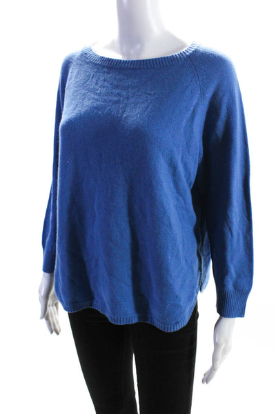 Amina Rubinacci Womens Round Neck Long Sleeve Pullover Sweater Blue Size 46 14