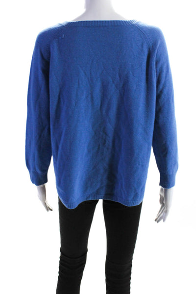 Amina Rubinacci Womens Round Neck Long Sleeve Pullover Sweater Blue Size 46 14