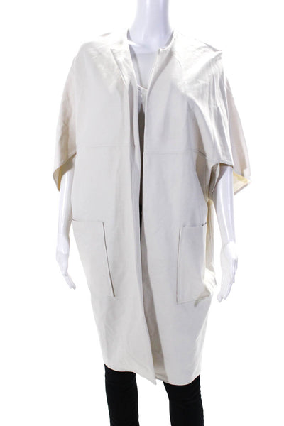 Josie Natori Womens Short Sleeve Open Front Light Jacket White Size Extra Small
