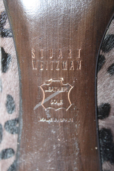 Stuart Weitzman Womens Stiletto Leopard Pony Hair Pumps Brown Black Size 7.5