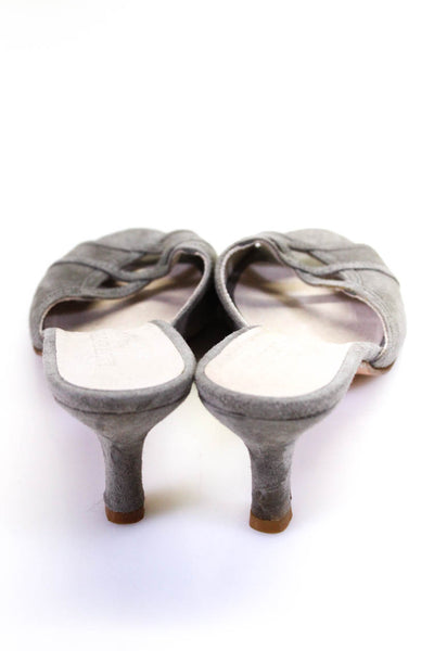 Laurent Effel WOmens Stiletto Cut Out Slide Sandals Gray Suede Size 39