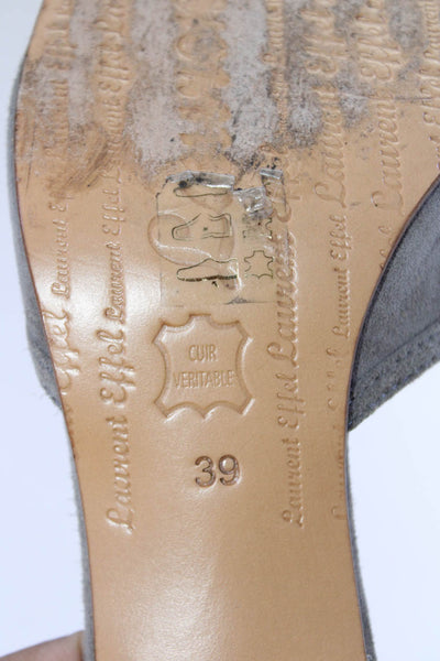 Laurent Effel WOmens Stiletto Cut Out Slide Sandals Gray Suede Size 39