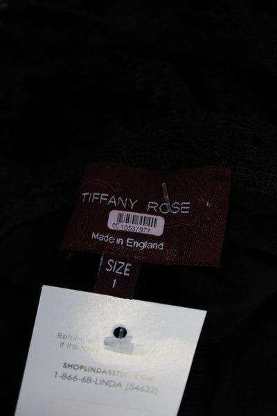 Tiffany Rose Womens Elastic Lace Half Sleeve Mid Calf Sheath Dress Black Size 1