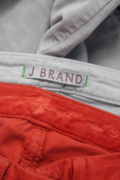 J Brand 7 For All Mankind Womens Cotton Corduroy Pants Gray Red Size 26 Lot 2