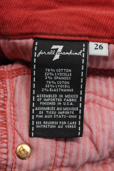 J Brand 7 For All Mankind Womens Cotton Corduroy Pants Gray Red Size 26 Lot 2