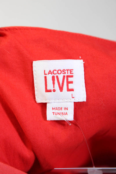 Lacoste Live! Womens Sleeveless V Neck Tiered Shift Dress Red Cotton Size Large
