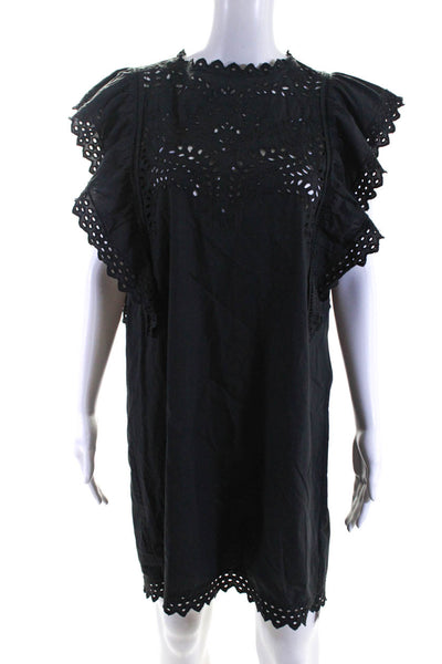 Etoile Isabel Marant Womens Eyelet Short Sleeves Dress Black Cotton Size EUR 36