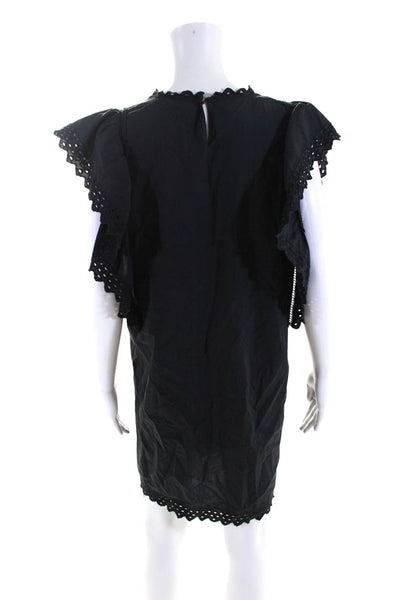 Etoile Isabel Marant Womens Eyelet Short Sleeves Dress Black Cotton Size EUR 36