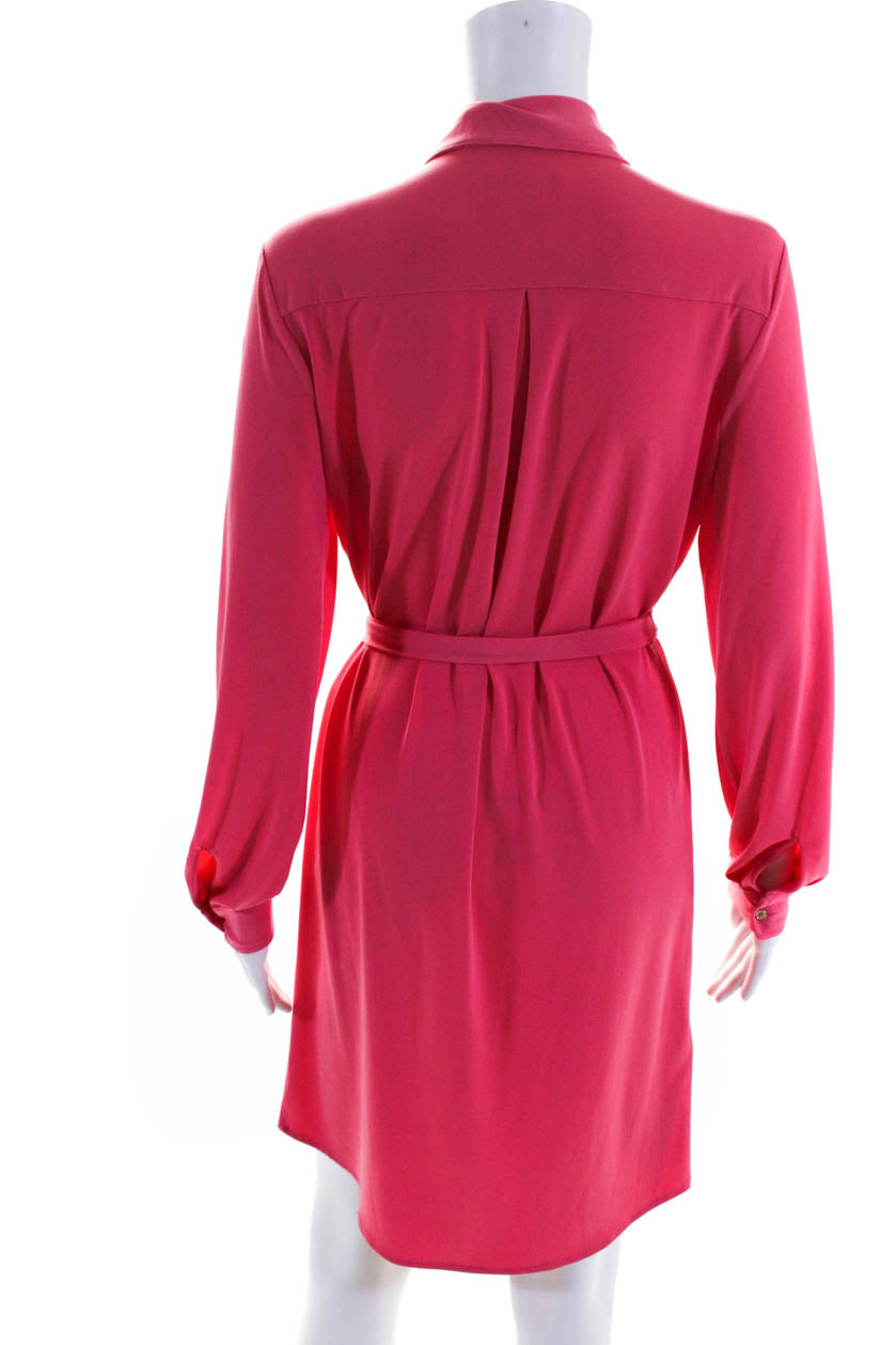 Calvin Klein Womens Long Sleeves Button Down Belted Shirt Dress