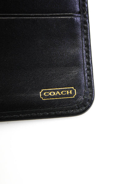 Coach Womens Leather Trim Zip Around Wallet Black